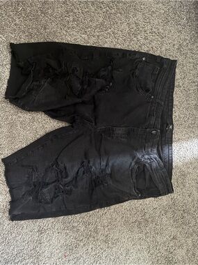 Men's Black Distressed Jean Shorts
